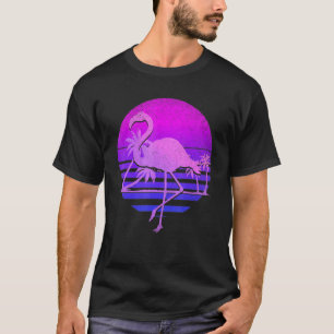 T-shirt Palmiers Vaporwave Flamant rose rose 80s Art Tropi