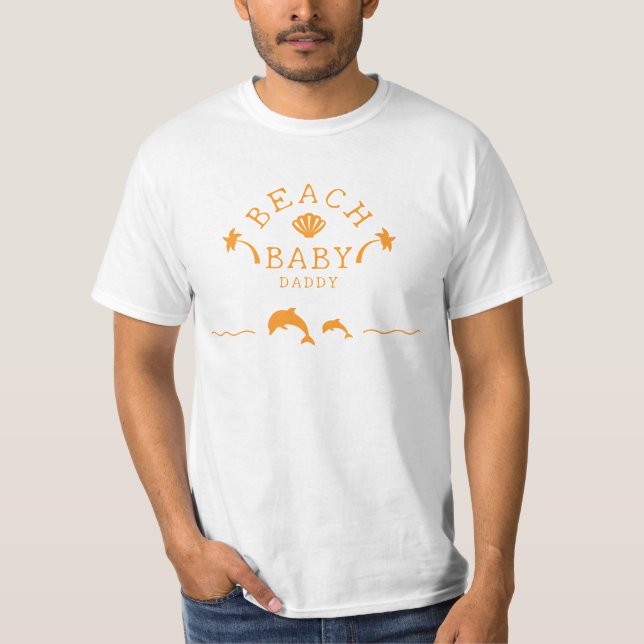 T-shirt Palms & Dolphins Orange Beach Baby Papa (Devant)