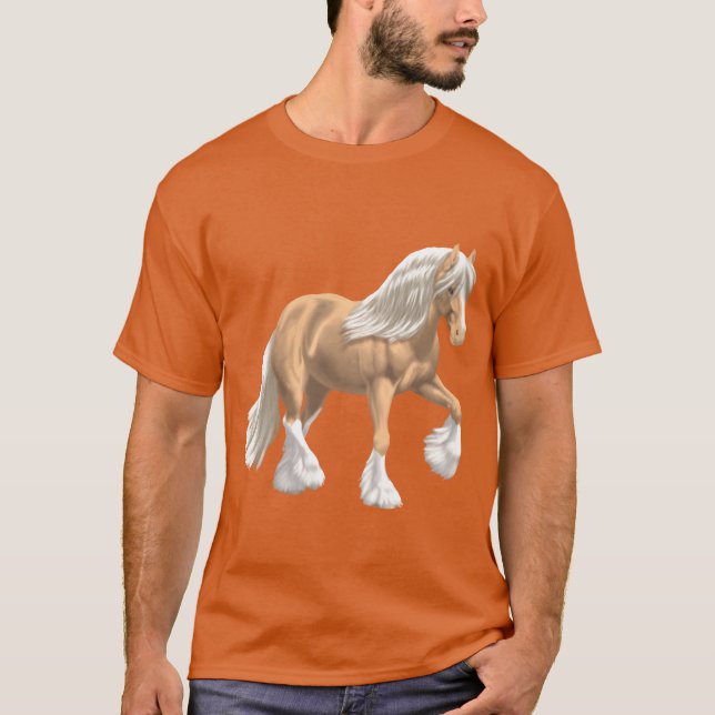 T-shirt Palomino Gypsy Vanner Irish Cob Draft Horse famill (Devant)