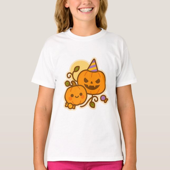 T-shirt Pals citrouilles - Kawaii Halloween (Devant)