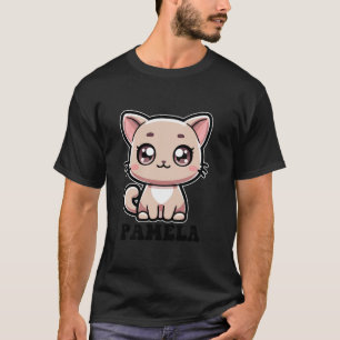 T-shirt Pamela Cute Kitty Cat Design pour filles Nom Pamel