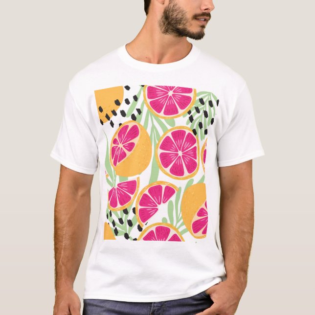 T-shirt Pamplemousse & Feuilles : Vintage tropical (Devant)