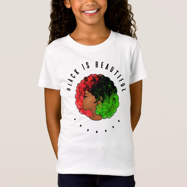 T-Shirt Pan Africaine noire femme rouge vert orgueil afro (Devant)