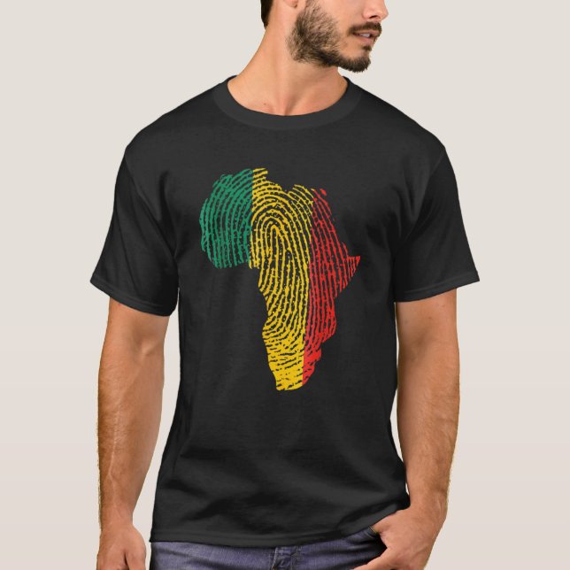 T-shirt Pan African Flag Fingerprint Black History Month P (Devant)