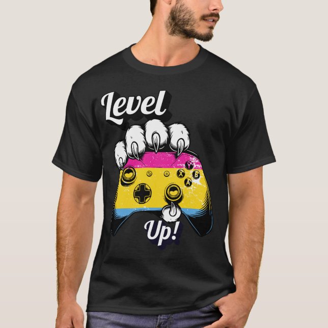 T-Shirt Pan Pride Level Up Contrôleur Patte de Tig (Devant)