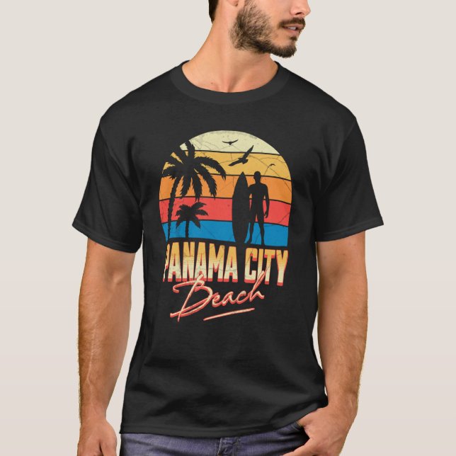 T-shirt Panama City Florida Beach Surfing Surfer Ocean Sum (Devant)