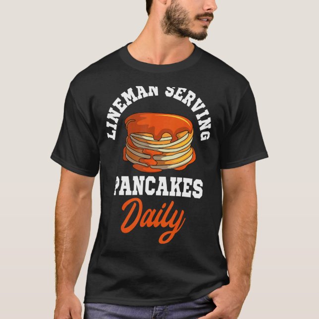 T-shirt Pancakes Lineman Waffe Petit déjeuner Flapjack Hot (Devant)