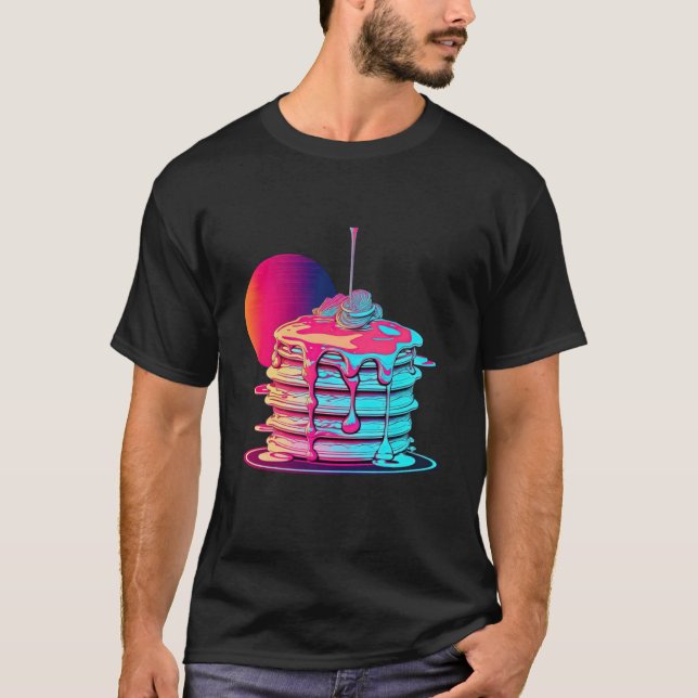 T-shirt Pancakes Synthwave 80s Retrowave Aesthetic  1 (Devant)