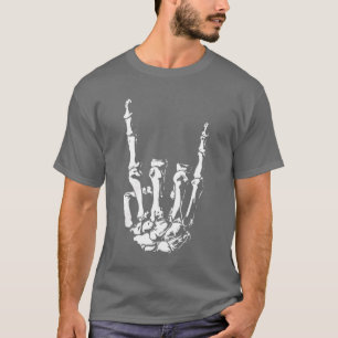 T-shirt Pancarte de main de squelette Rock On Halloween Ro
