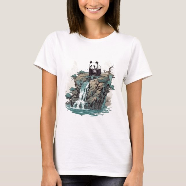 T-shirt Panda à la cascade (Devant)