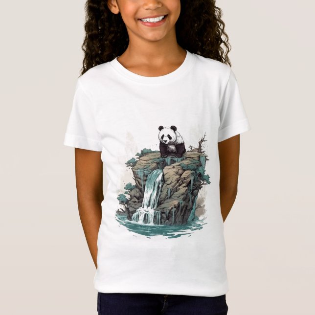 T-Shirt Panda à la cascade (Devant)