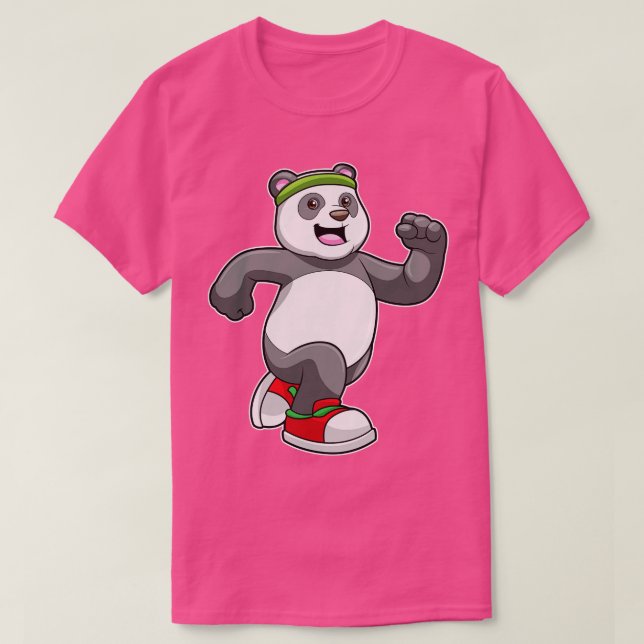 T-shirt Panda à la course avec tête (Design devant)