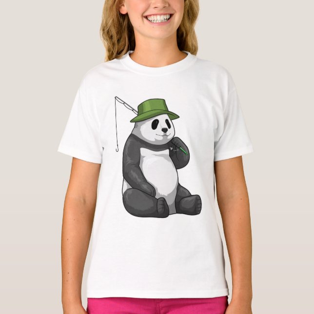 T-shirt Panda à la pêche avec canne à pêche (Devant)