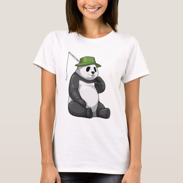 T-shirt Panda à la pêche avec canne à pêche (Devant)