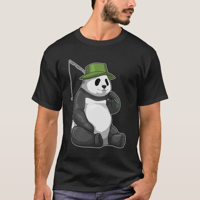 T-shirt Panda à la pêche avec canne à pêche (Devant)
