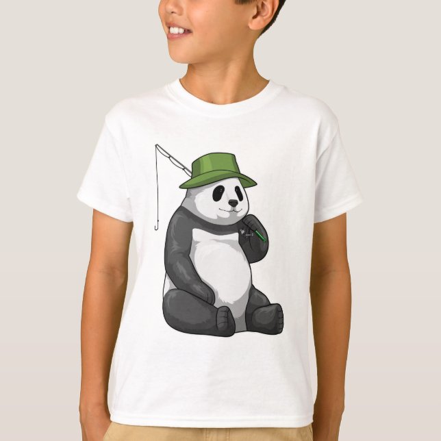 T-shirt Panda à la pêche avec canne à pêche (Devant)