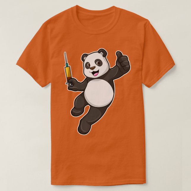 T-shirt Panda à la vaccination avec seringue (Design devant)