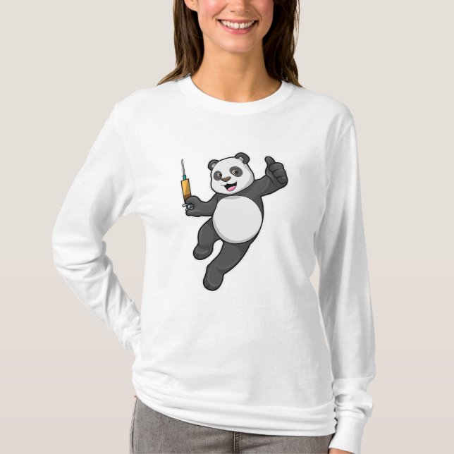 T-shirt Panda à la vaccination avec seringue (Devant)