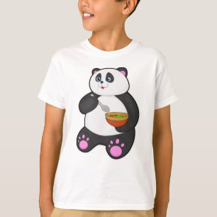 T-shirt Panda à manger avec cuillère et bol