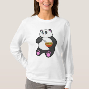 T-shirt Panda à manger avec cuillère et bol