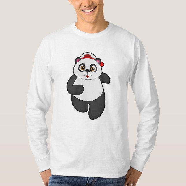 T-shirt Panda à Running avec Casquette (Devant)