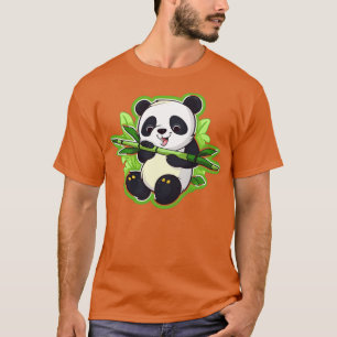 T-shirt Panda affamé mangeant du bambou