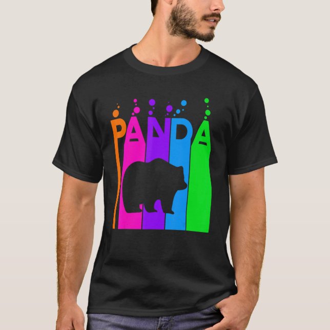T-shirt Panda Animal Rainbow Bubble Avec Silhouette (Devant)