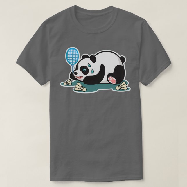 T-shirt Panda Animaux Badminton Shuttlecocks T (Design devant)
