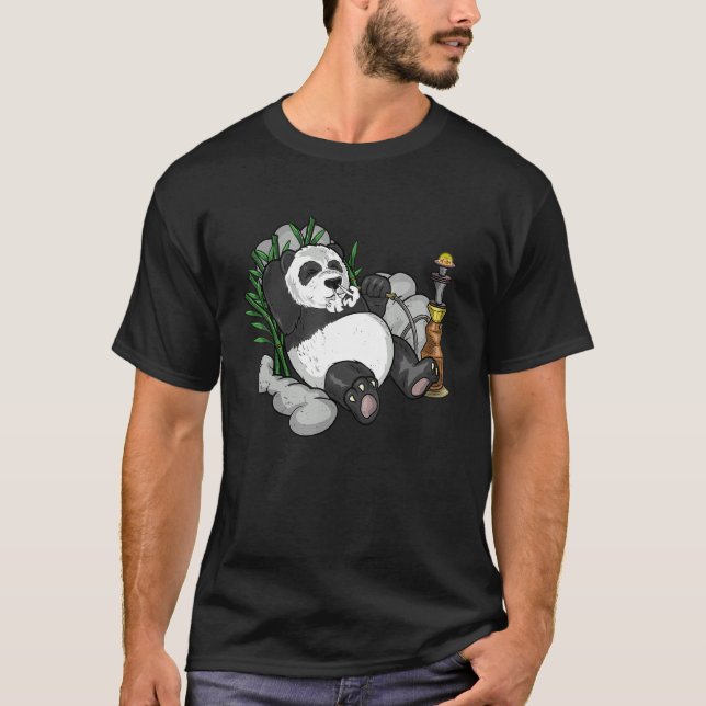 T-shirt Panda Arabic Hookah Nargileh Shisha Panda Bear (Devant)