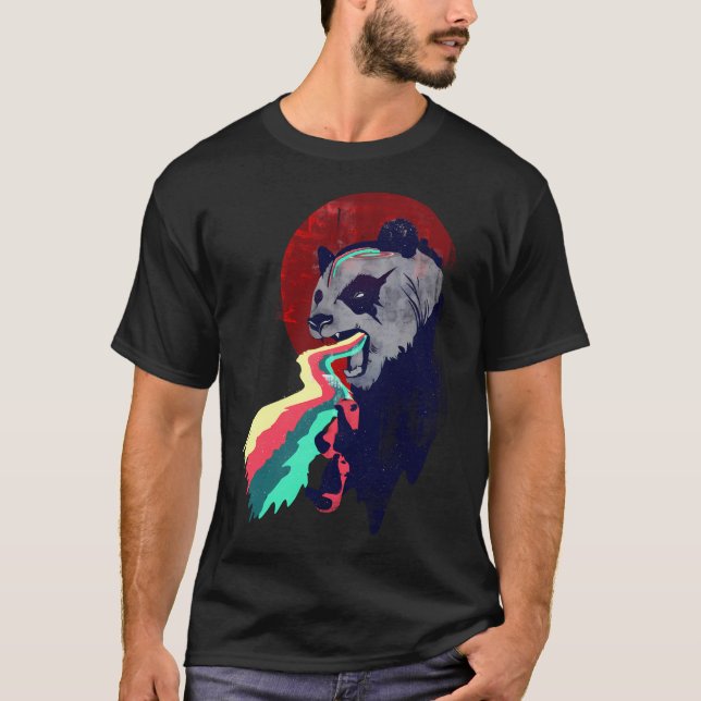 T-shirt Panda arc-en-ciel en colère (Devant)