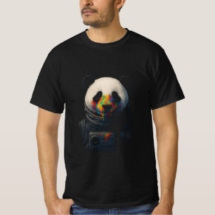 T-shirt Panda astronaute avec éclaboussure de peinture néo