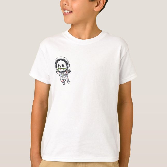 T-shirt Panda Astronaute Enfant Flottant dans l'Espace (Devant)