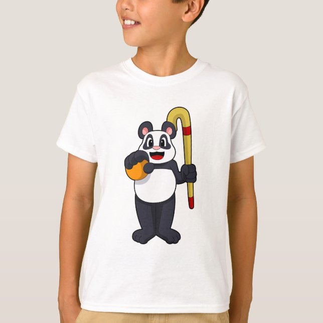 T-shirt Panda at hockey with hockey bat (Devant)