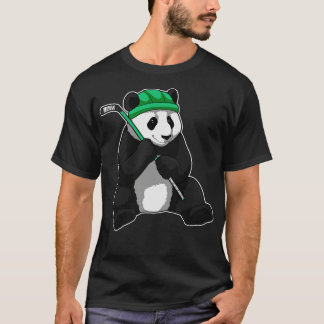 T-shirt Panda au hockey sur glace avec bâton de hockey sur