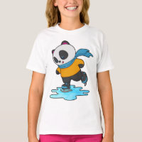 Panda au patinage sur glace avec patins sur glace 