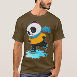 T-shirt Panda au patinage sur glace avec patins sur glace 