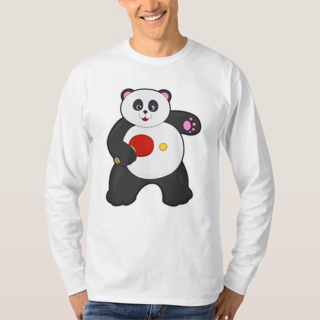 T-shirt Panda au ping-pong avec raquette de ping-pong (Devant)