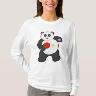 T-shirt Panda au tennis de table avec raquette de tennis d