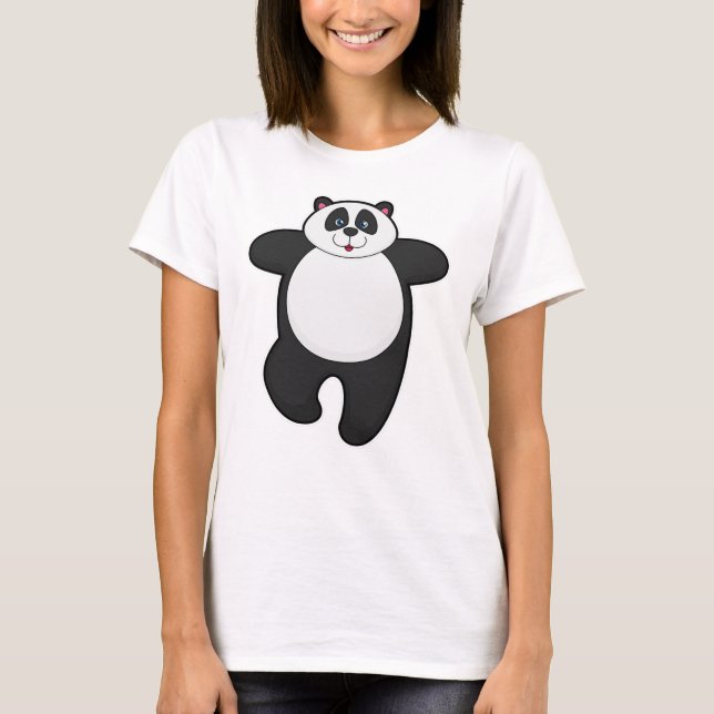 T-shirt Panda au Yoga Exercice d'étirement (Devant)