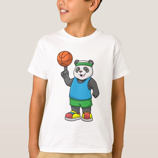 T-shirt Panda aux sports avec basket-ball (Devant)