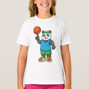 T-shirt Panda aux sports avec basket-ball