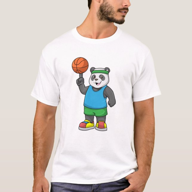 T-shirt Panda aux sports avec basket-ball (Devant)