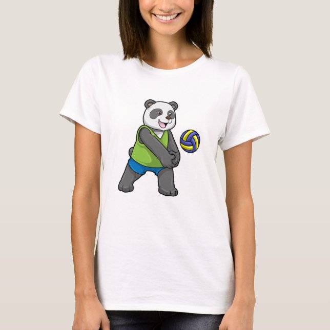 T-shirt Panda aux sports avec volleyball (Devant)
