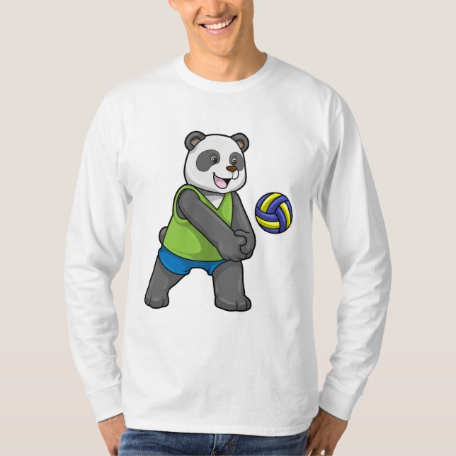 T-shirt Panda aux sports avec volleyball (Devant)