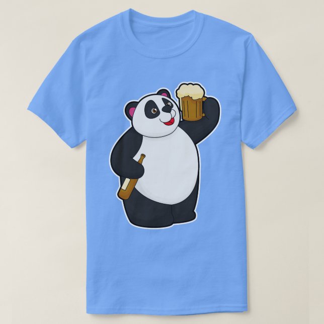 T-shirt Panda avec bouteille de bière Basse (Design devant)