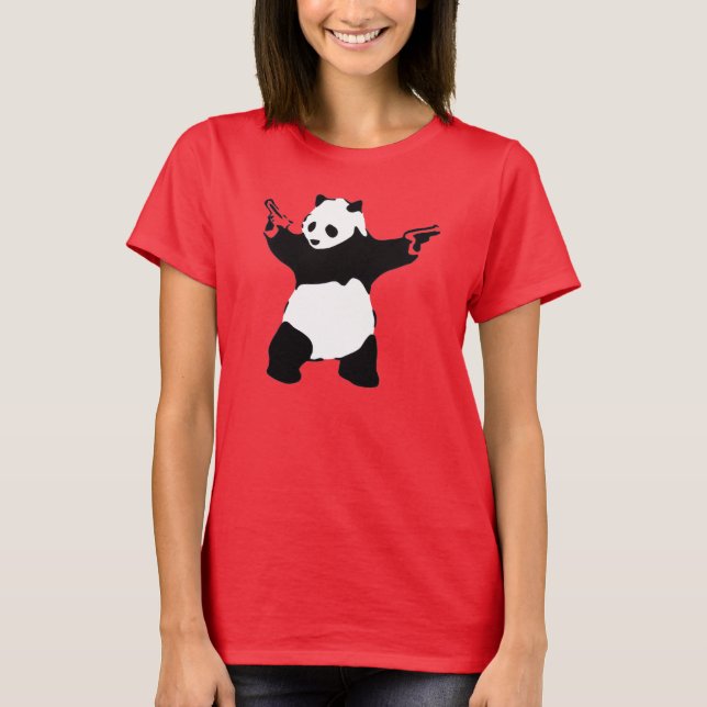 T-shirt Panda avec des armes à feu (Devant)