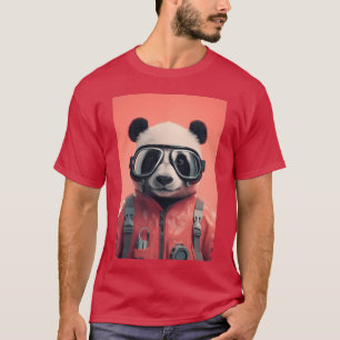T-shirt Panda avec des lunettes Art animal drôle rétro