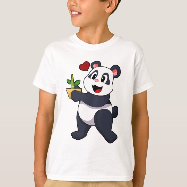 T-shirt Panda avec fleur de bambou (Devant)