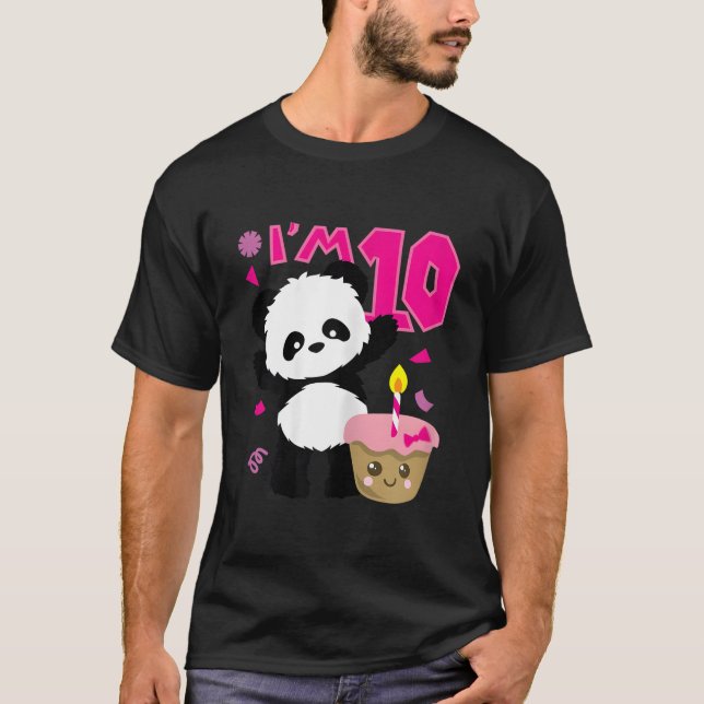 T-shirt Panda avec gâteau Kawaii 10 Py (Devant)