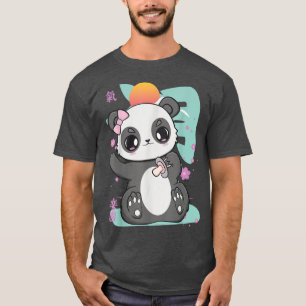 T-shirt Panda avec Loupe Kawaii Panda Ours Japon Kanji 